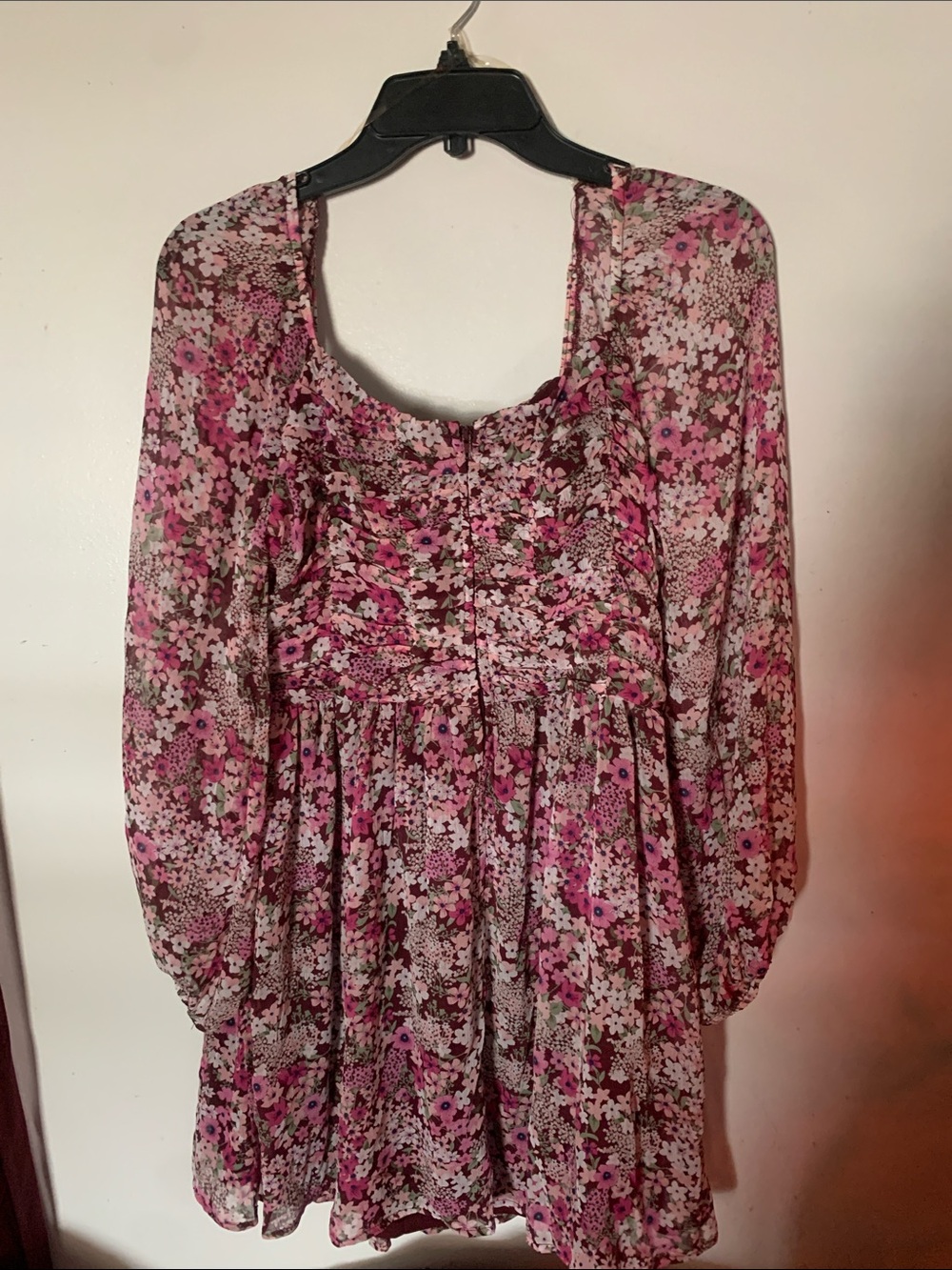 Midnight Doll Floral Smocked Dress in Berry Pink